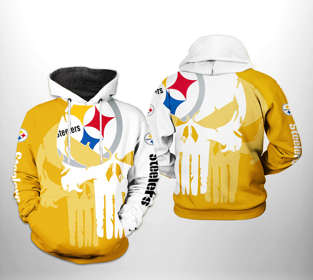Pittsburgh Steelers Team Skull 3D All Over Print Hoodie & Zip Hoodie