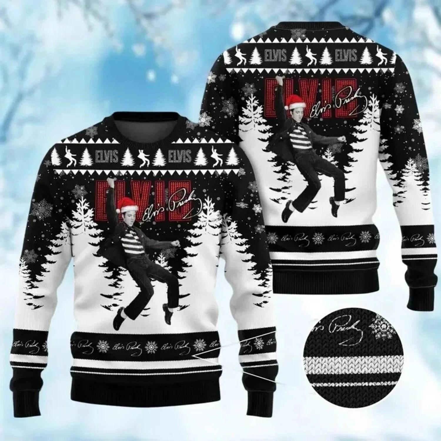 BG Elvis Santa Elvis Presley Ugly Christmas Sweater