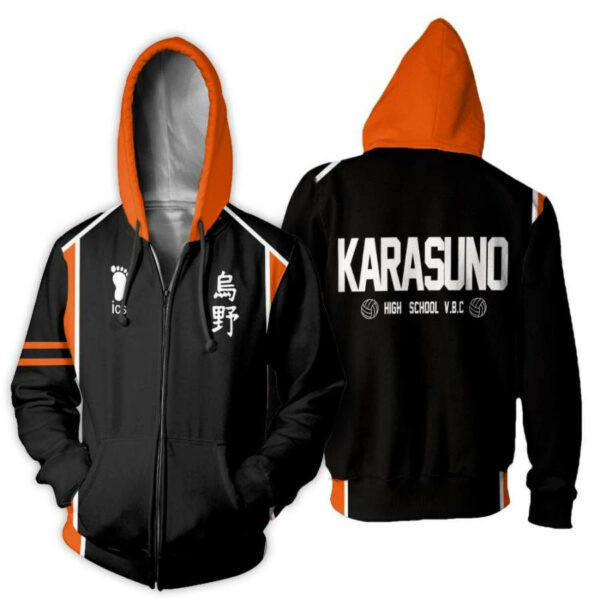 Haikyuu Karasuno High Shirt Costume Anime 2k899 Cartoon 3d Hoodie Zip Hoodie 1486