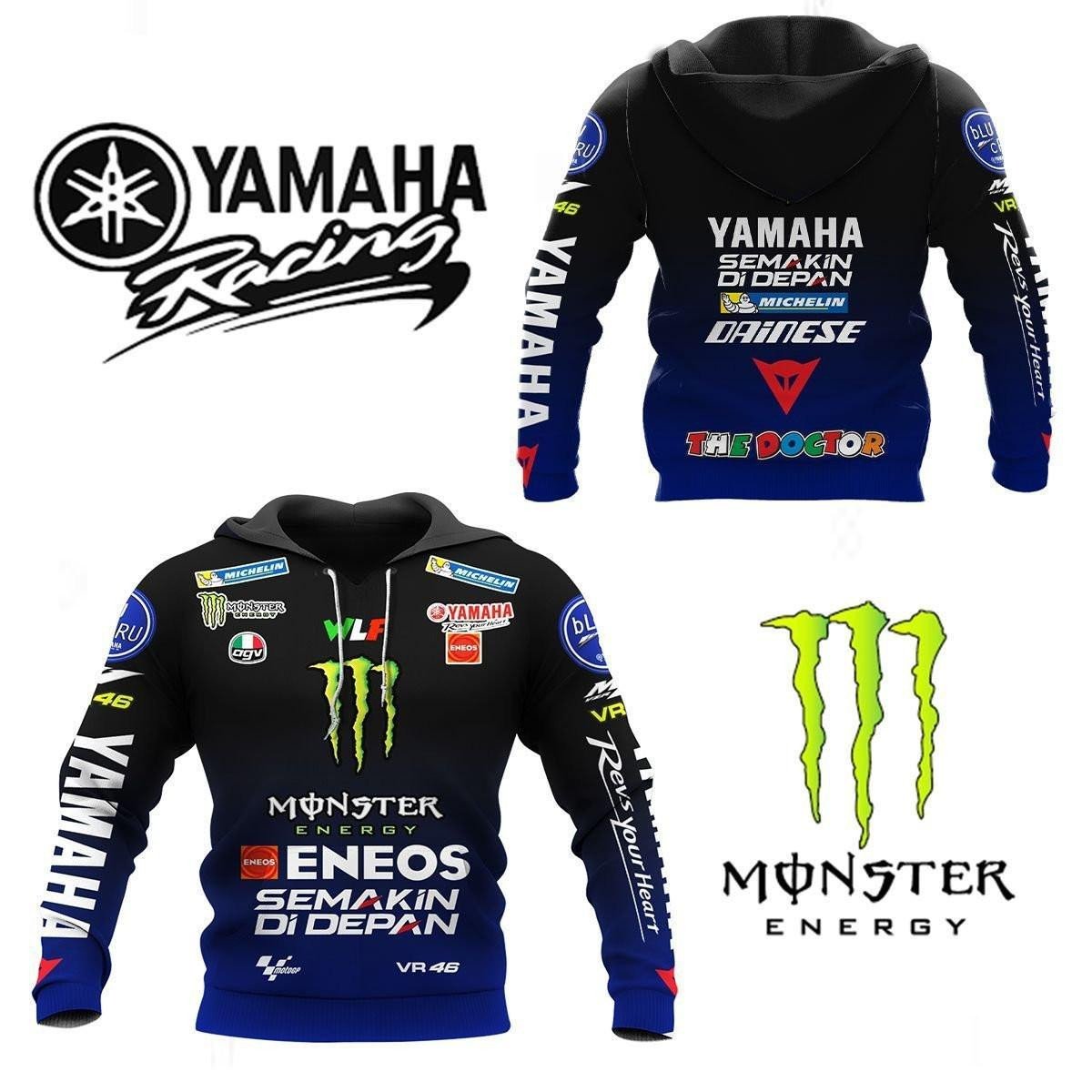 Valentino Rossi Vr46, The Doctor Eneos All Over Print Hoodie, Zip Hoodie 144