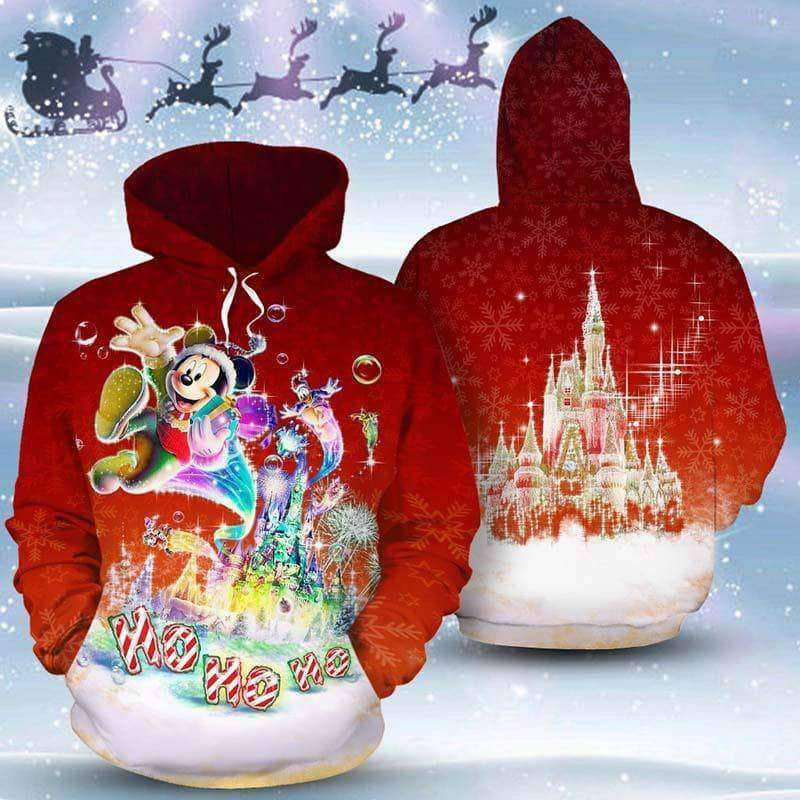Mickey Merry Christmas Ho Ho Ho Red 3D All Over Print Hoodie & Zip Hoodie