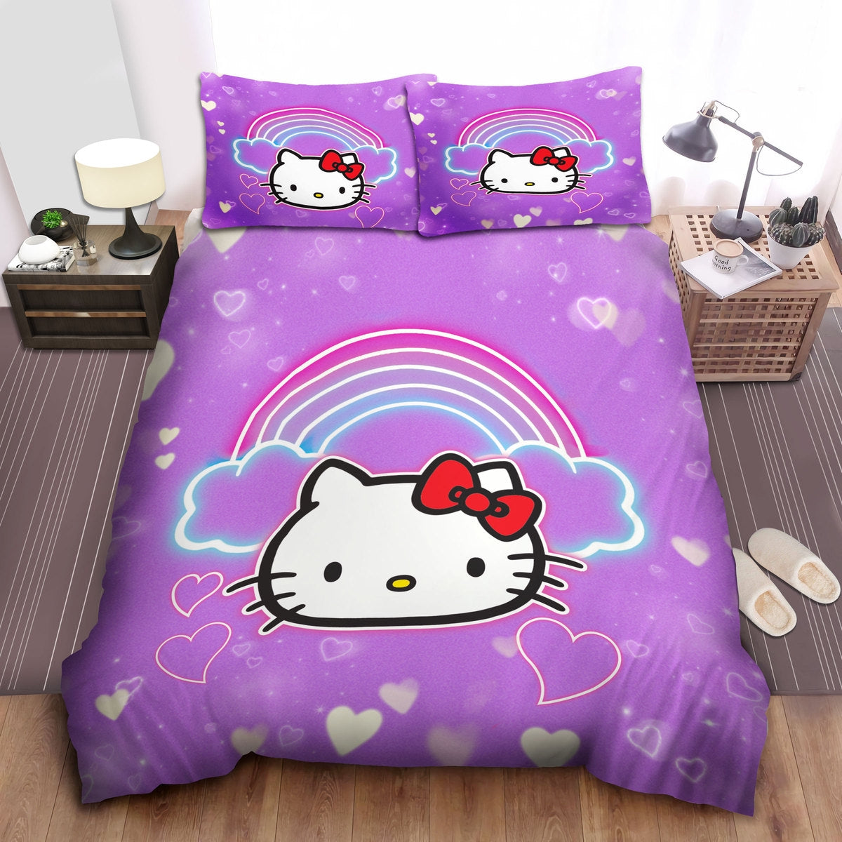 Hello Kitty Bedding Set Hello Kitty Neon Cloud And Rainbow Duvet Covers