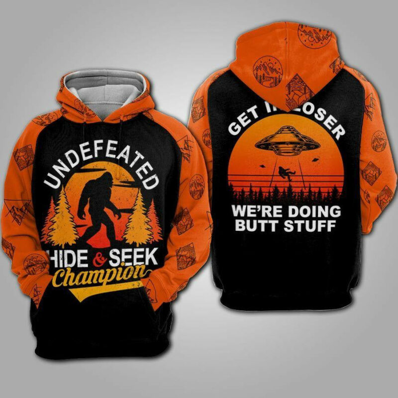 Undefeated Hide And Seek Champion Bigfoot Orange 3d Hoodie Zip Hoodie