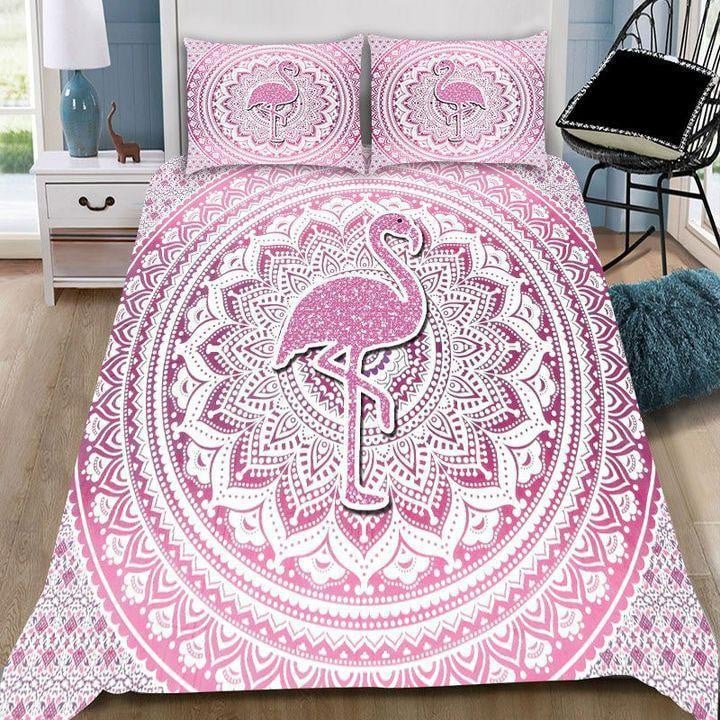 Flamingo Bedding Set Twinkle Flamingo Mandala Pattern Duvet Covers
