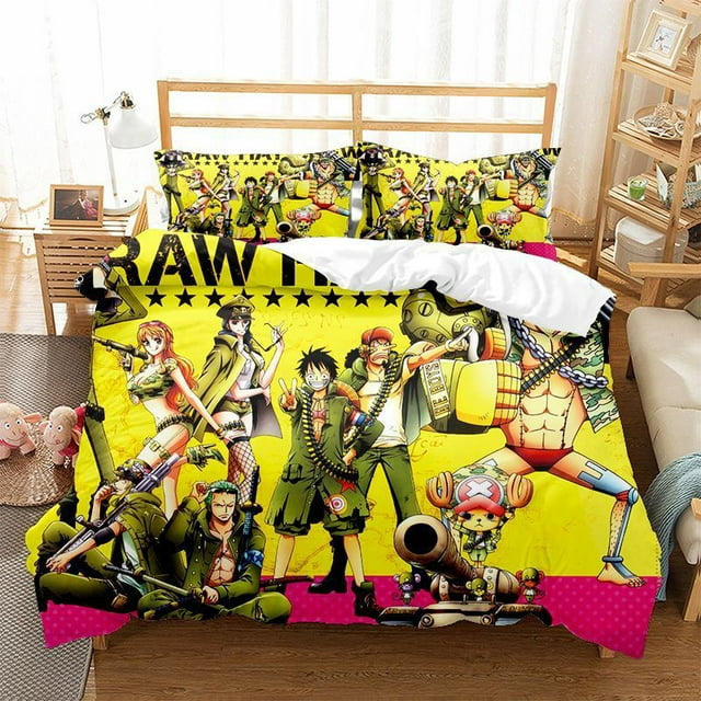 One Piece Bedding Set One Piece Characters Straw Hat Team Duvet Covers Green