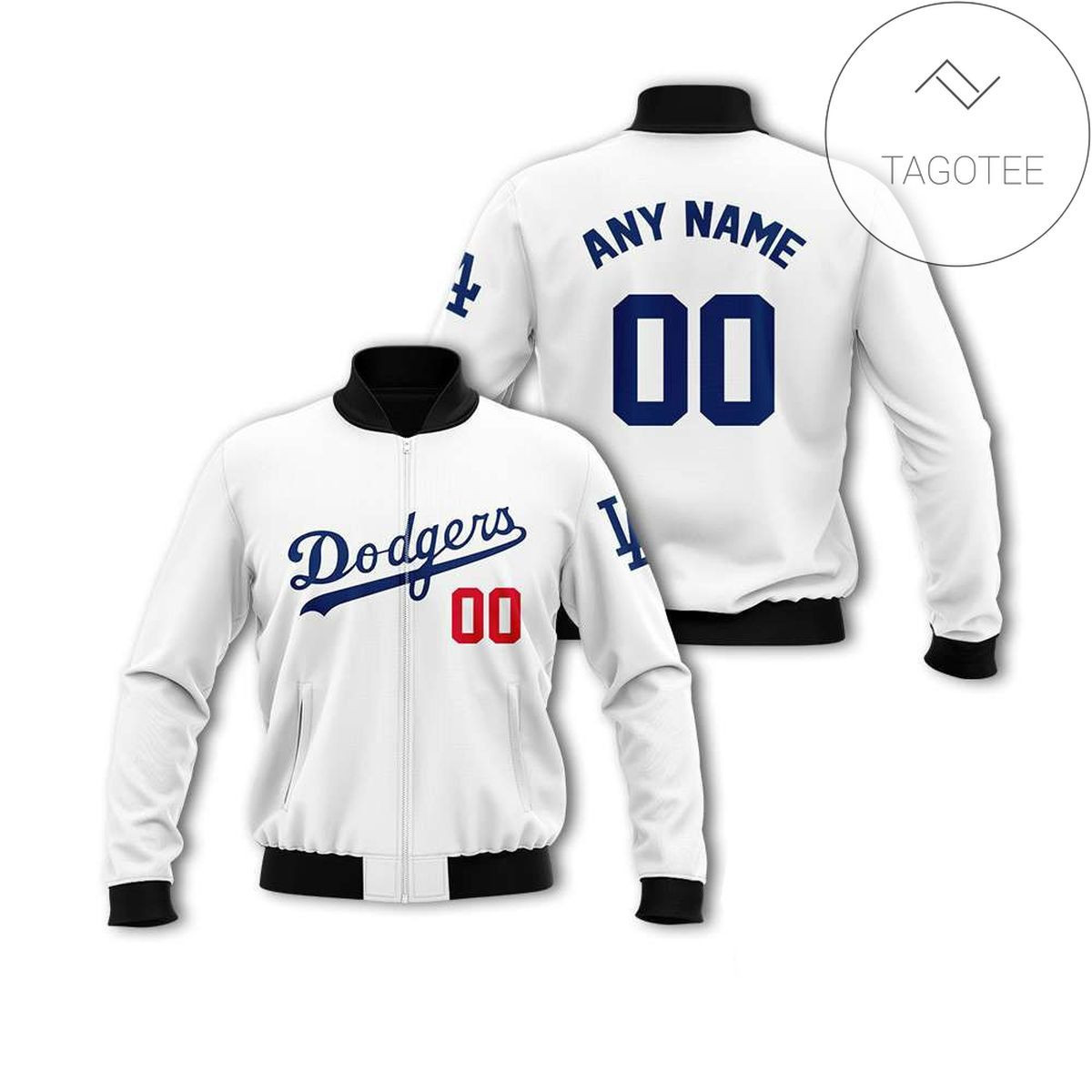 Los Angeles Dodgers Custom Name Number White Bomber Jacket