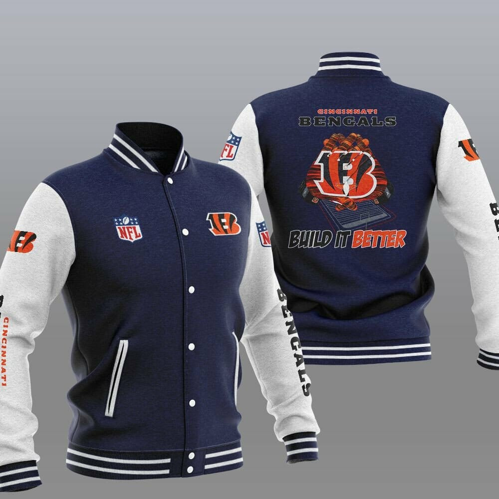Cincinnati Bengals Blue Build It Better Baseball Jacket