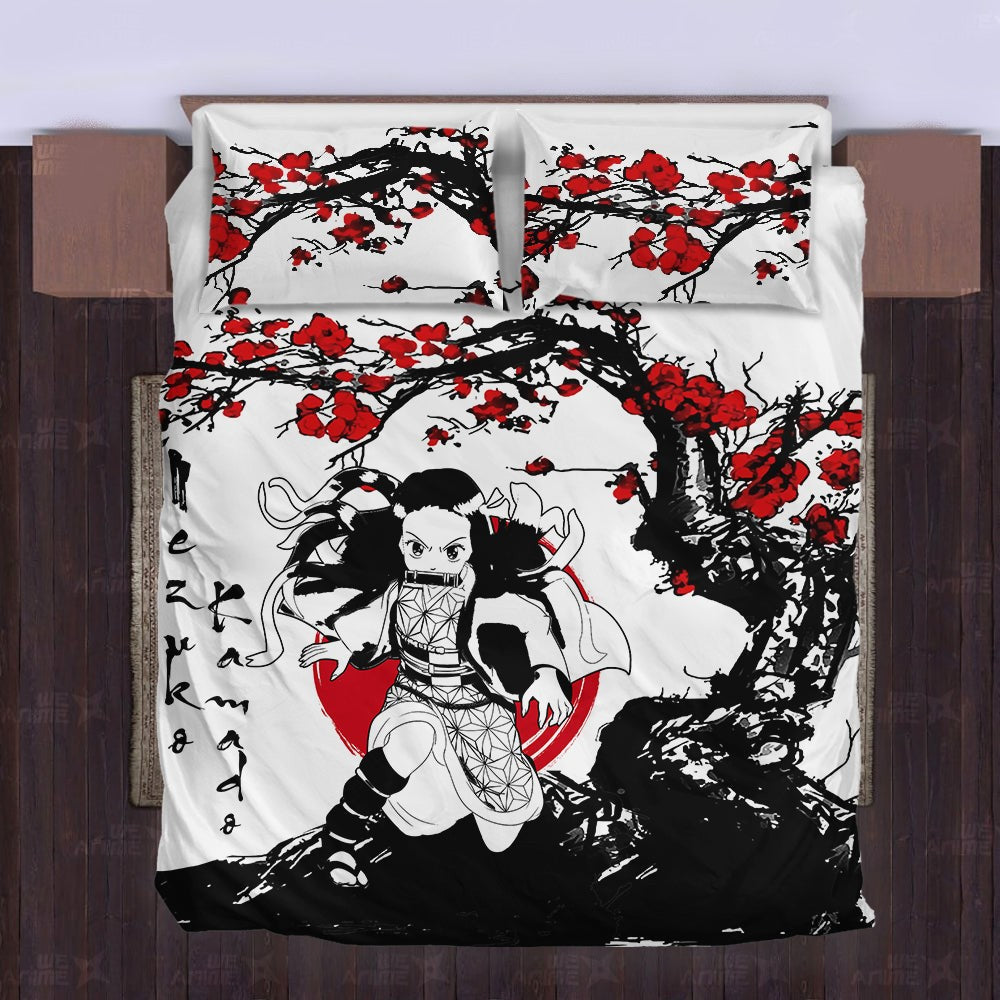 Demon Slayer Bedding Set Nezuko Kamado Cherry Blossom Duvet Covers