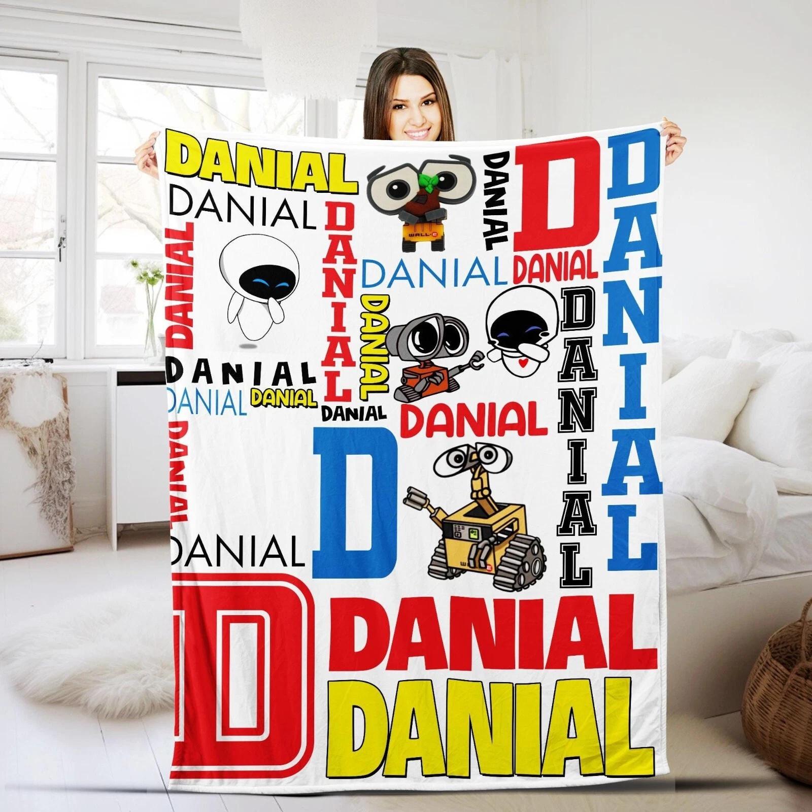 Eve Wall-E Blanket Personalized Blanket Custom Name Fleece Sherpa Blanket