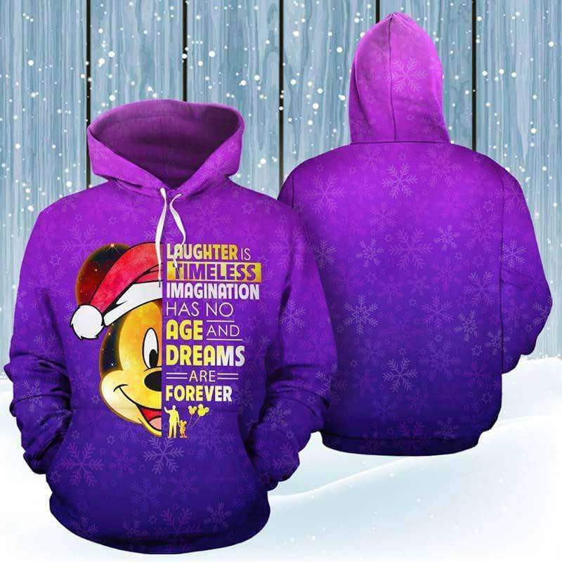 Mickey Mouse Face Purple 3D All Over Print Hoodie & Zip Hoodie