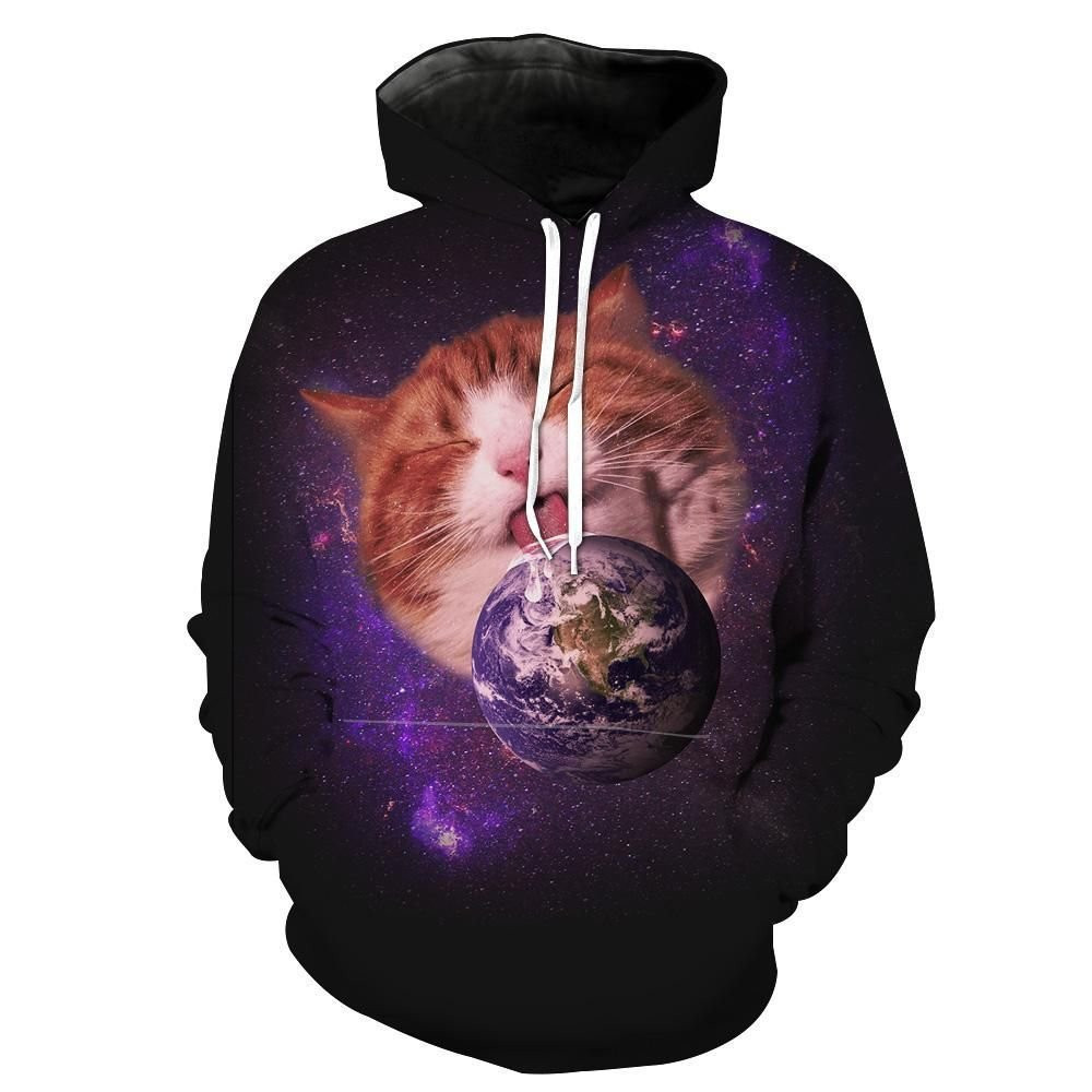 Space Earth Cat 3D All Over Print Hoodie & Zip Hoodie