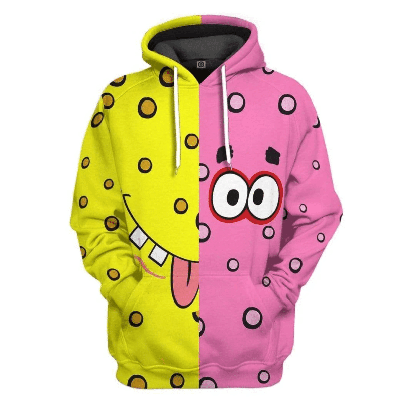 Spongebob And Patrick Star, Yellow And Pink Gift For Fan Custom 3d Hoodie Zip Hoodie All Over Printed Hoodie