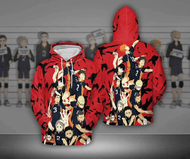 Haikyuu Anime 2 Fan Gift, Cartoon Graphic Outfits Aop Hoodie, Zip Hoodie