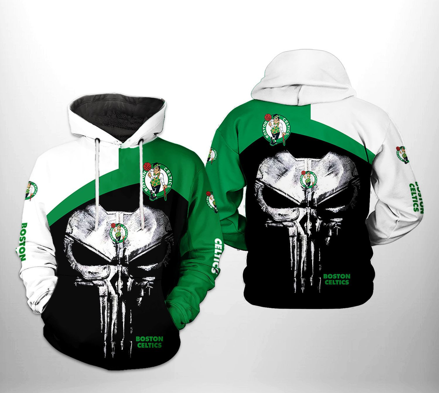 Boston Celtics Skull Punisher Team 3D All Over Print Hoodie & Zip Hoodie