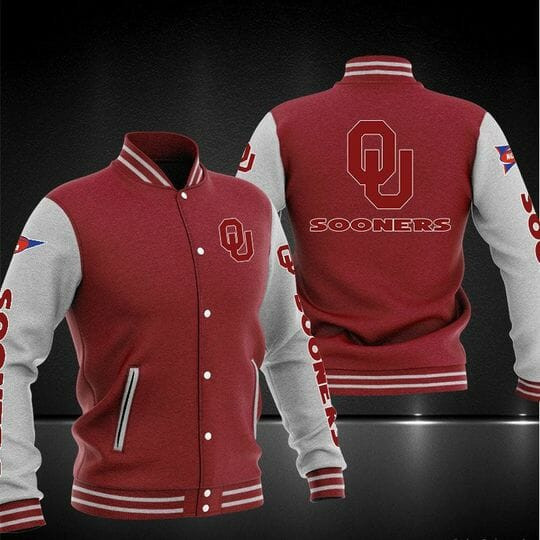 Oklahoma Sooners Red Grey Baseball Jacket