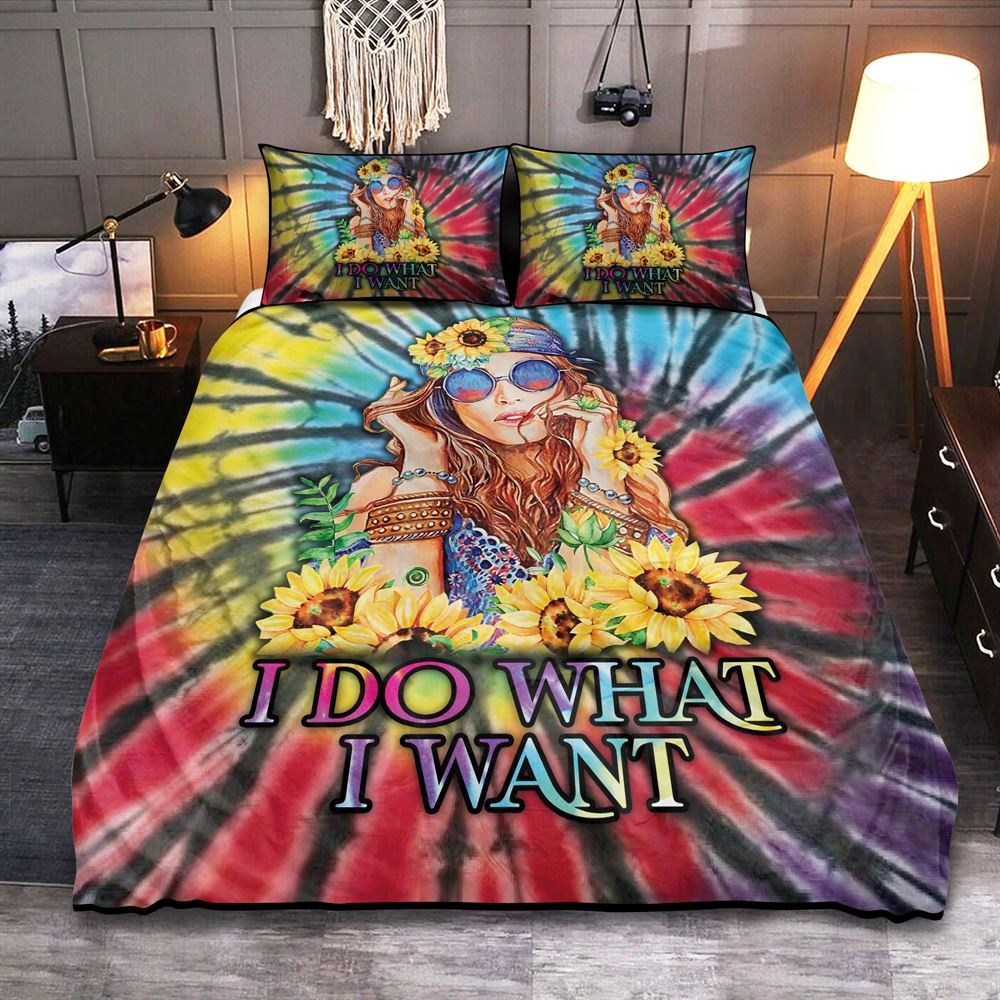 Hippie Bedding Set Hippie Girl I Do What I Want Sunflower Duvet Covers