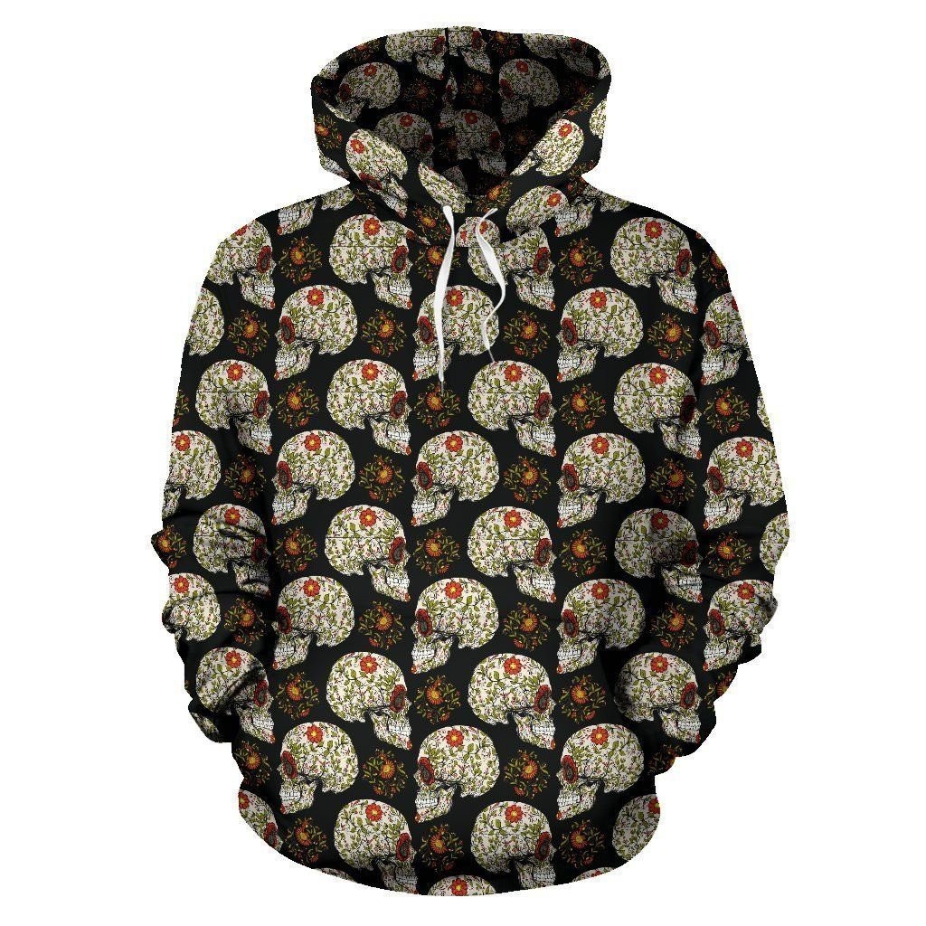 Sugar Skull Flower Design Themed Print 3D All Over Print Hoodie & Zip Hoodie