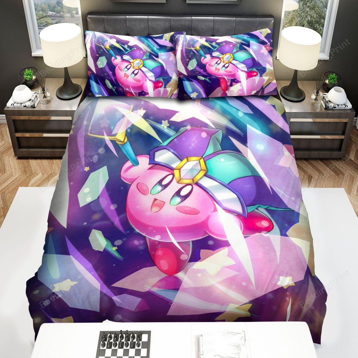 Kirby Bedding Set Mirror Kirby Magical Light Duvet Covers Purple