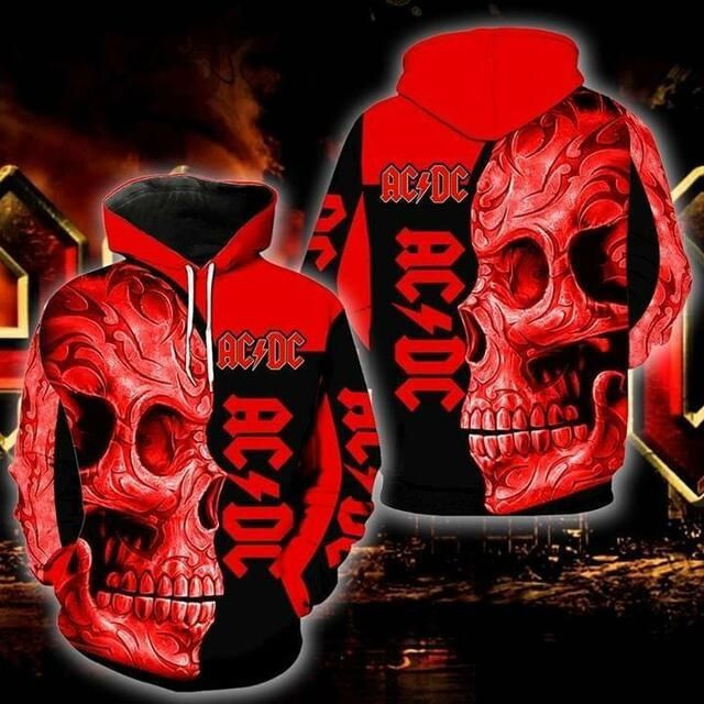 Acdc Rock Band Music X Skull 3d Hoodie Zip Hoodie