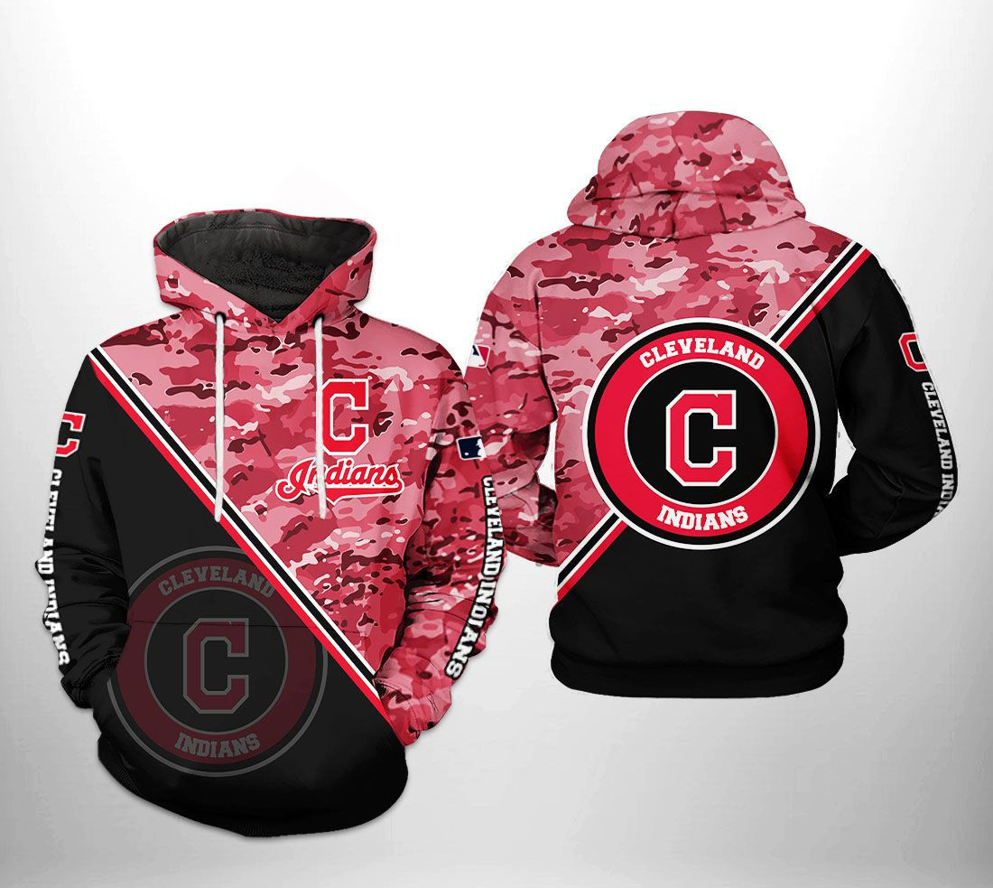 Cleveland Indians MLB Camo Team 3D All Over Print Hoodie & Zip Hoodie