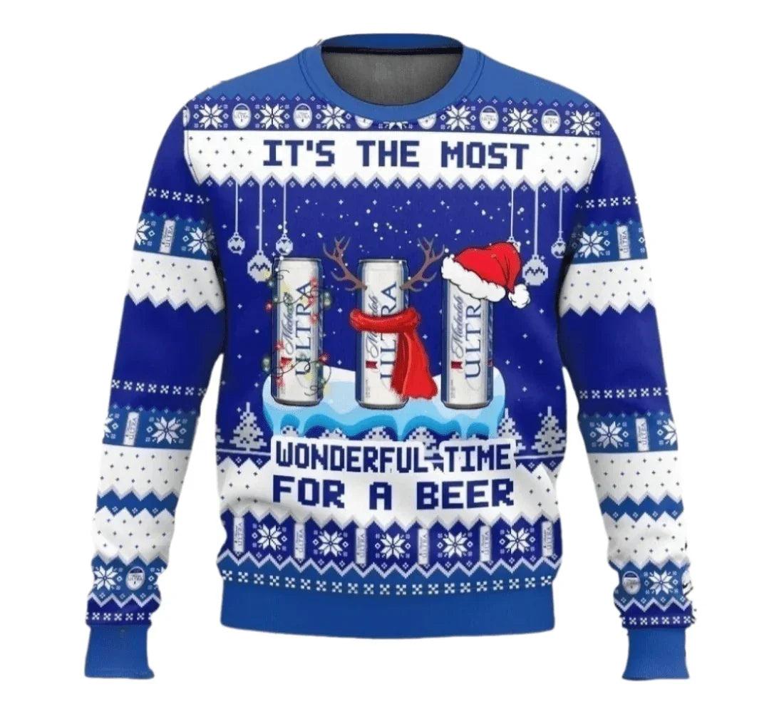 Michelob Ultra Christmas Wonderfultime For A Beer Ugly Christmas Sweater