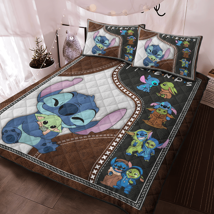 Lilo And Stitch Bedding Set Stitch And Baby Yoda Friends Duvet Covers
