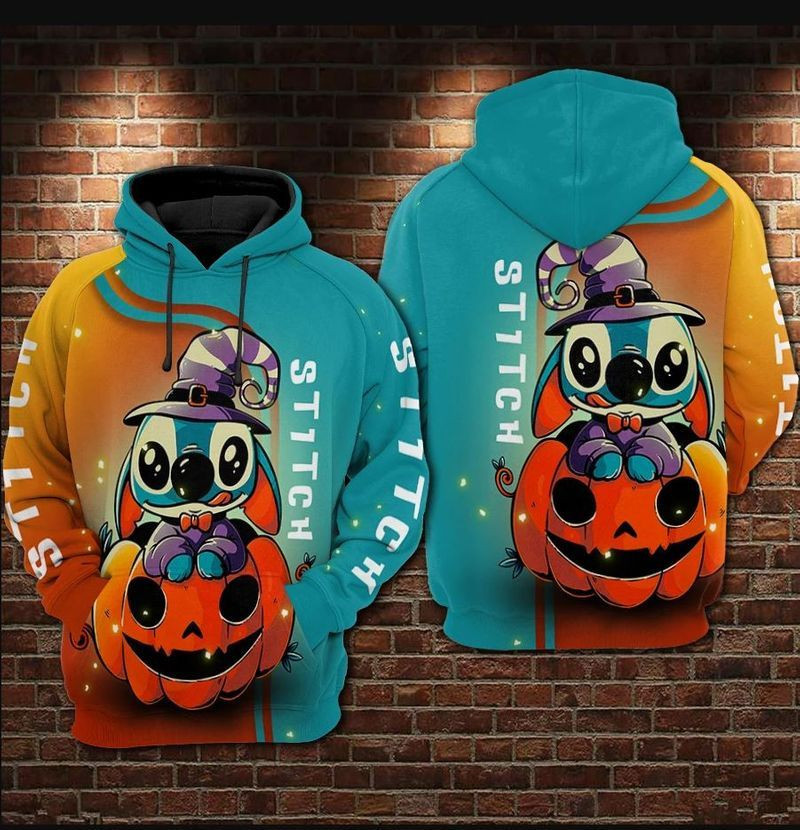 Stitch Pumpkin Halloween Over Print 3d Hoodie Zip Hoodie