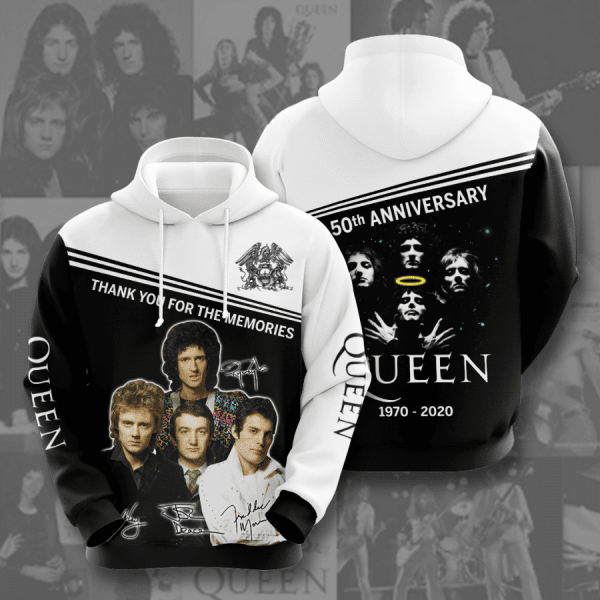 Queen 50th Anniversary 1970 2020 Signature Design Gift For Fan Custom 3d Hoodie All Over Printed Hoodie