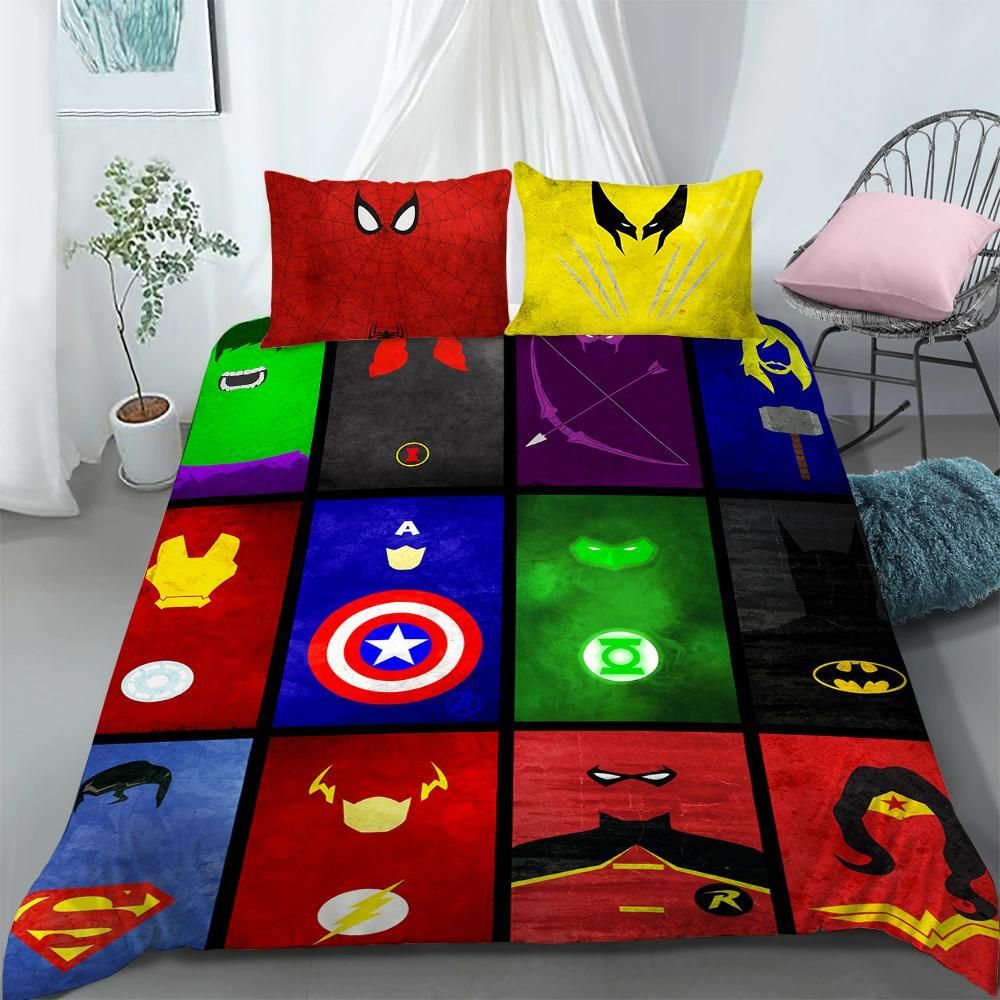 MV Bedding Set MV And DC Heroes Symbols Duvet Covers