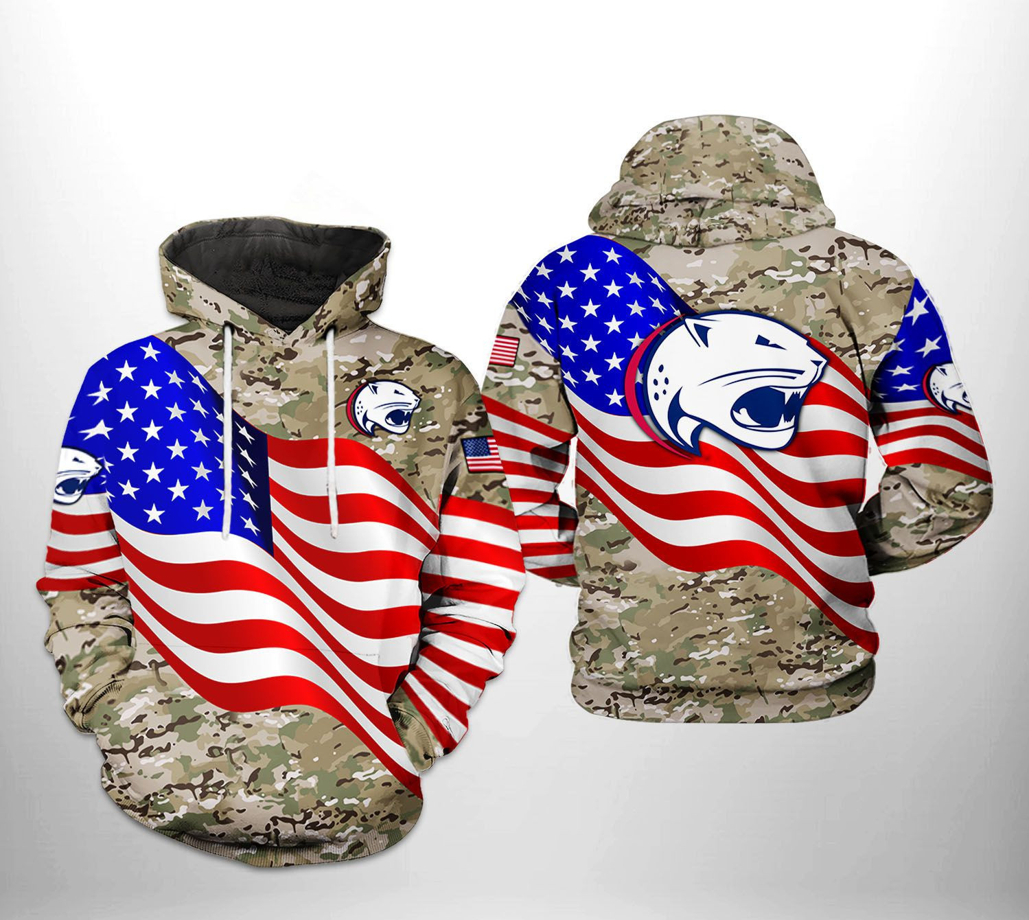 South Alabama Jaguars US Flag Camo Veteran 3D All Over Print Hoodie & Zip Hoodie