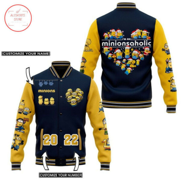 Im An Minionsaholic Heart Christmas Personalized Baseball Jacket 316