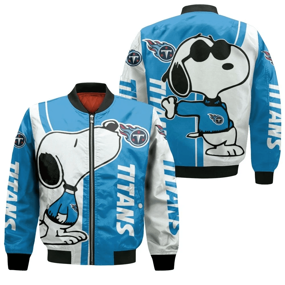 Tennessee Titans Snoopy Blue White Bomber Jacket