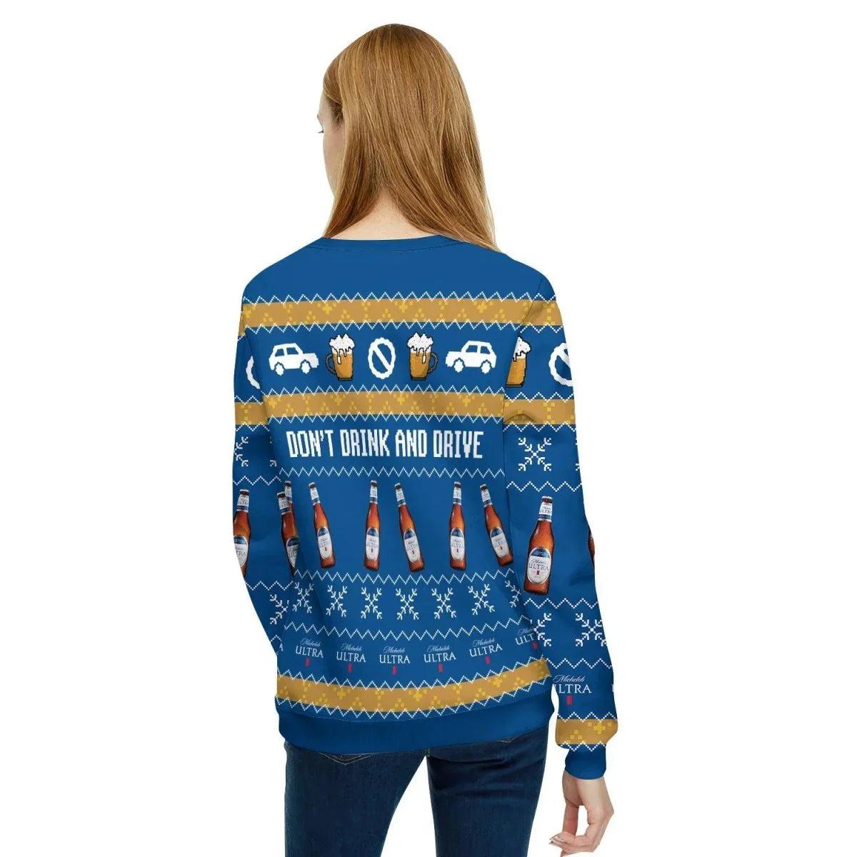 Michelob Ultra Don't Drink And Drive Ugly Christmas Sweater