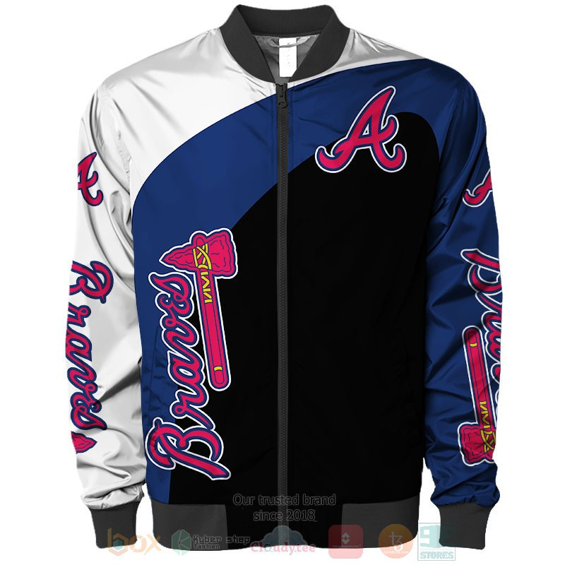 Atlanta Braves White Blue Black Bomber Jacket