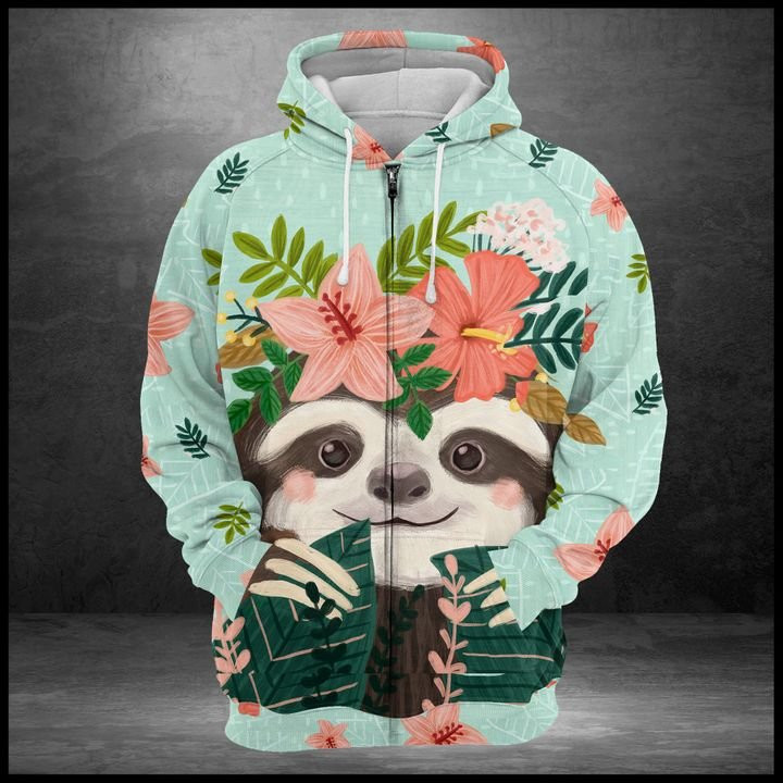 Sloth Flower 3D All Over Print Hoodie & Zip Hoodie