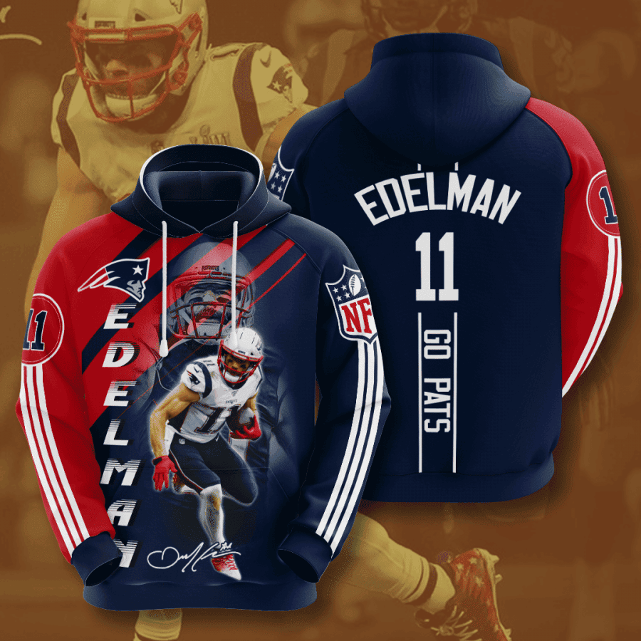New England Patriots Julian Edelman 3D All Over Print Hoodie & Zip Hoodie