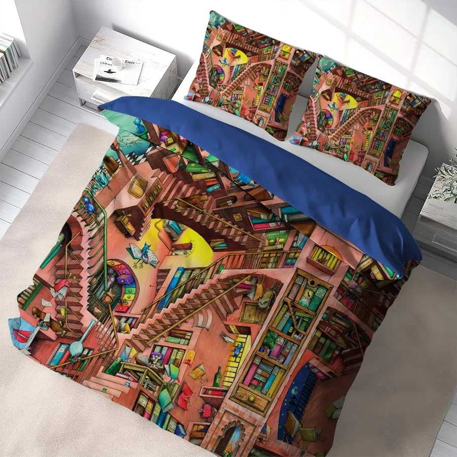 Book Bedding Set Reading Book Libary Graphic Duvet Covers