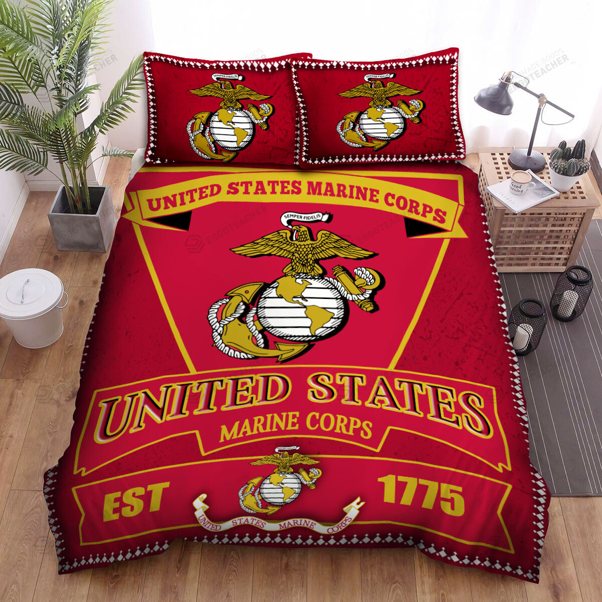 Veteran Bedding Set United States Marine Corps Est 1775 Duvet Covers