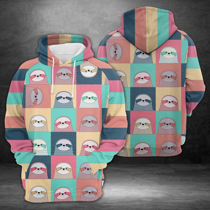 Cute Sloth Face 3D All Over Print Hoodie & Zip Hoodie
