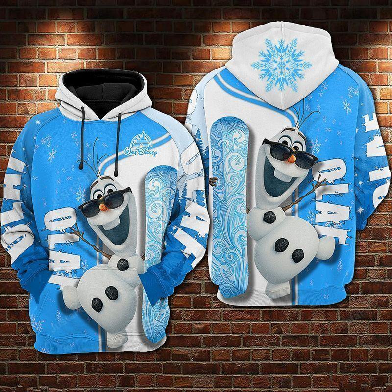 Frozen Hoodie Cool Olaf Blue White Christmas 3d Hoodie Zip Hoodie