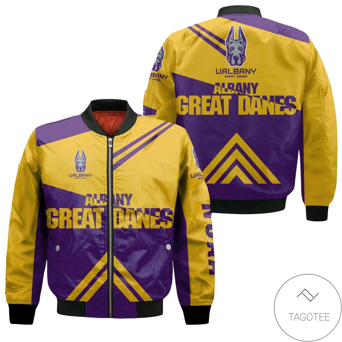 Albany Great Danes Stripes Cross Shoulders Bomber Jacket