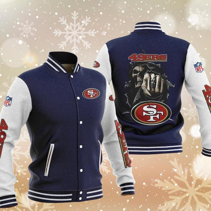 San Francisco 49ers Skull Boxing Dark Blue Baseball Jacket
