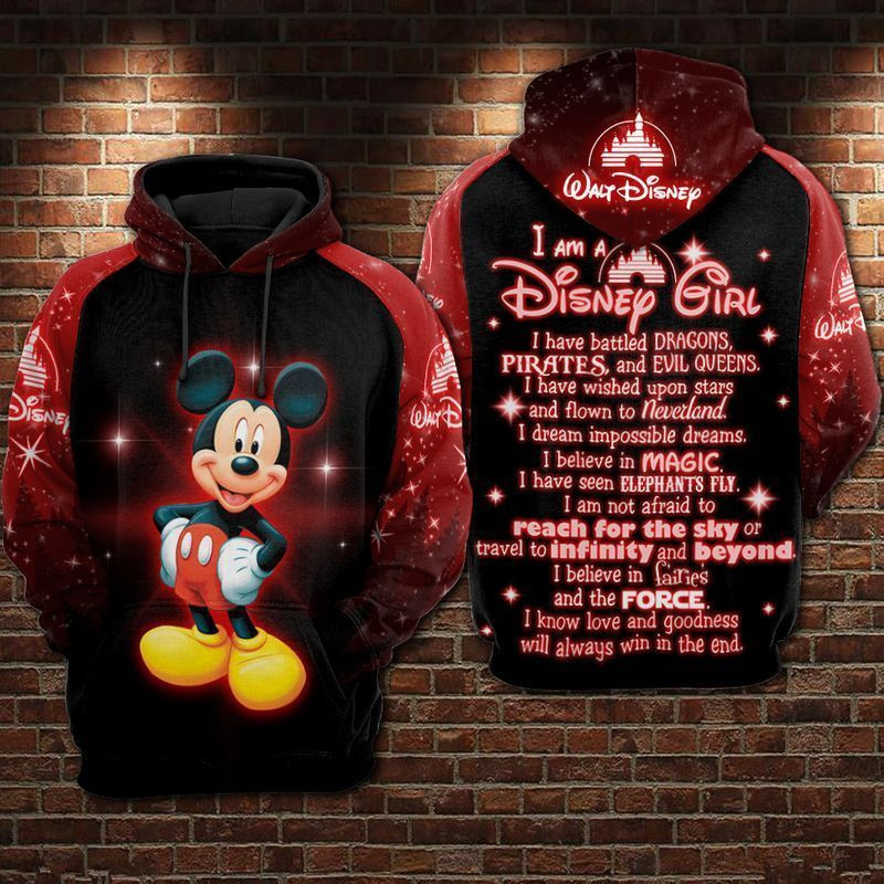 Mickey I Am A Girl Red Over Print 3d Hoodie Zip Hoodie 326