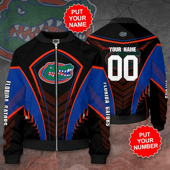 Florida Gators Custom Name Number Blue Black Bomber Jacket