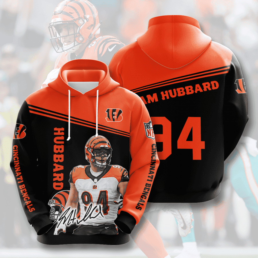 Cincinnati Bengals Sam Hubbard 94 3D All Over Print Hoodie & Zip Hoodie