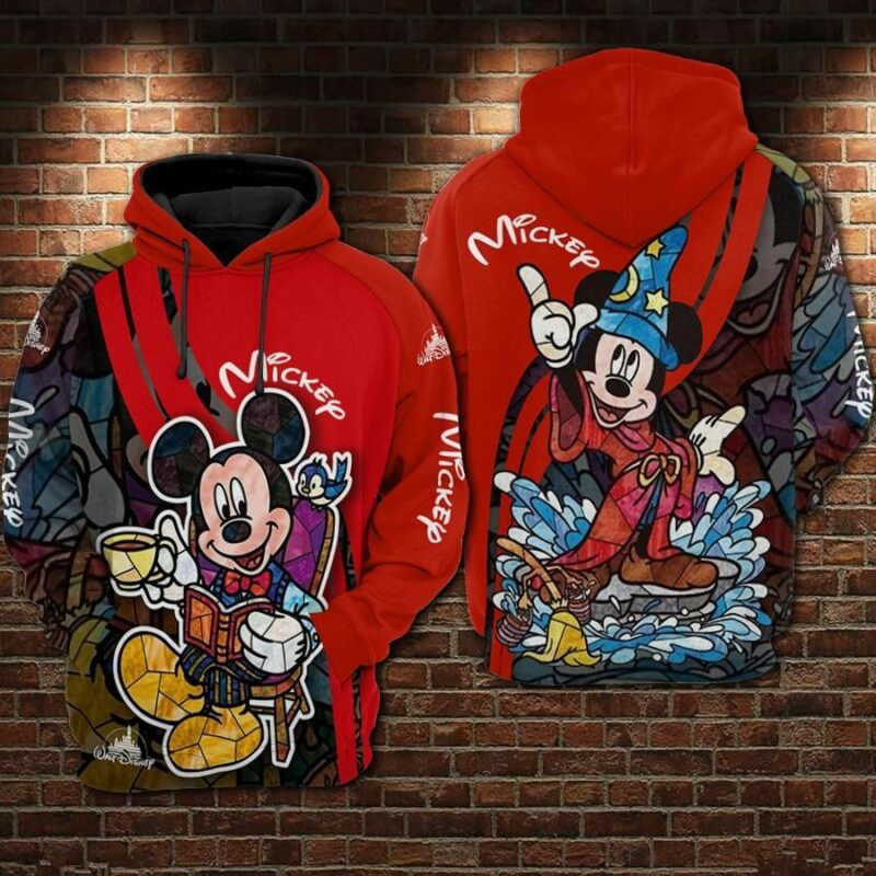 Mickey Mouse With Book Movies Over Print 3d Hoodie Zip Hoodie