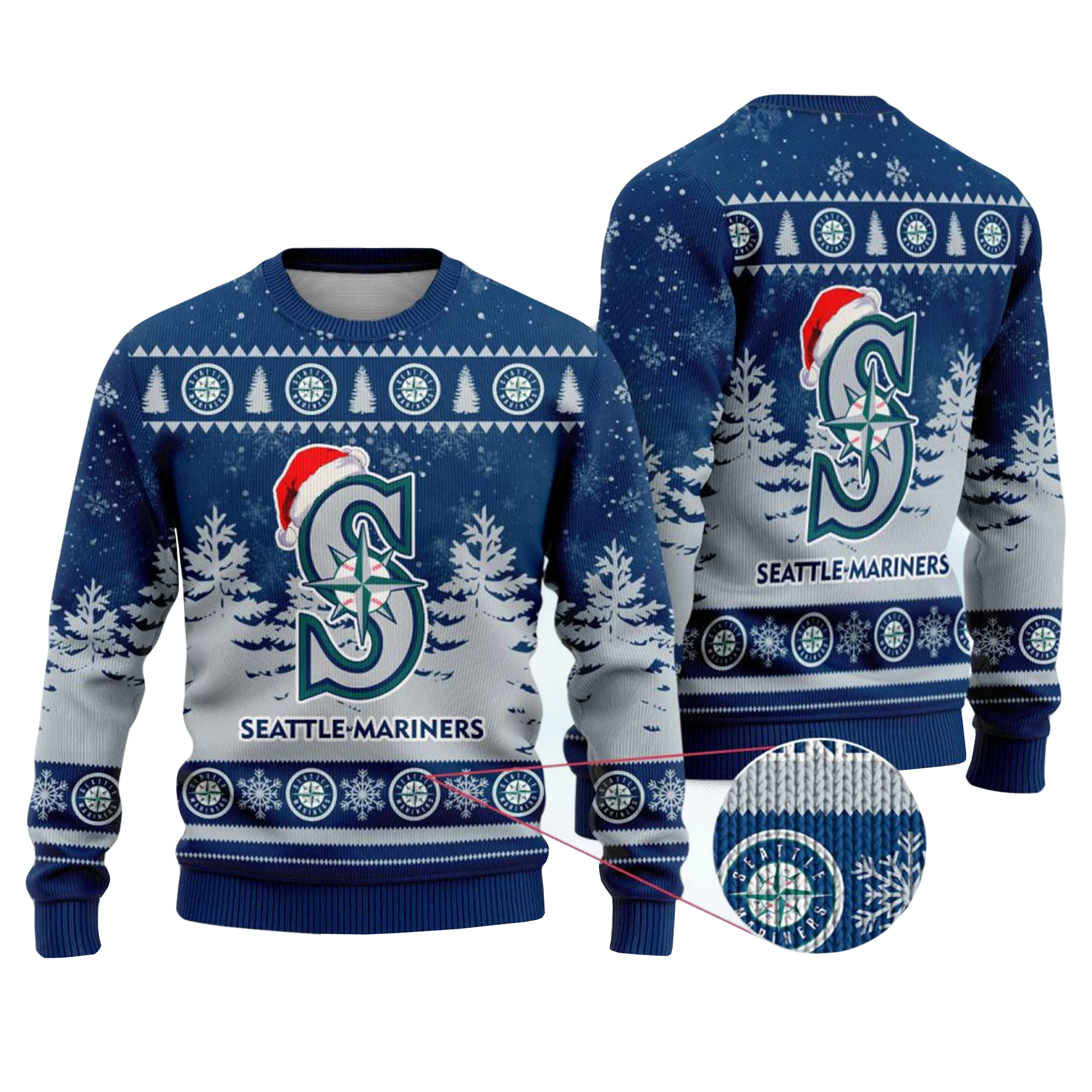 2025 Mariners Snowflakes Christmas Ugly Sweater