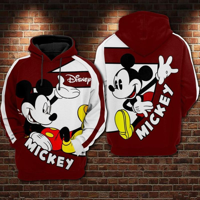 Mickey Mouse Red And White Over Print 3d Hoodie Zip Hoodie