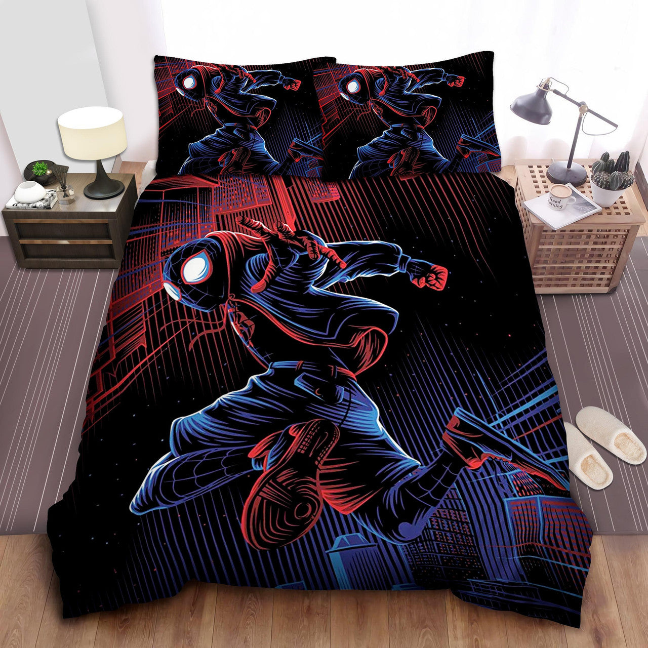 Spiderman Bedding Set MV Miles Morales Spiderman Duvet Covers Black