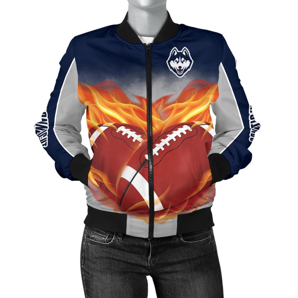 Connecticut Huskies Flame Ball Bomber Jacket